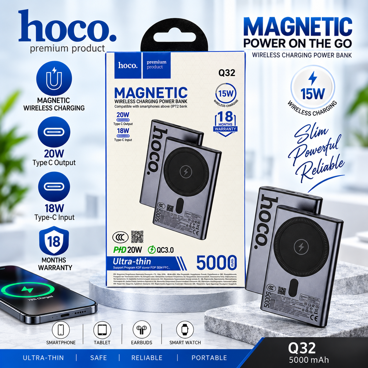 HOCO Q32 Magnetic Wireless Charging Power Bank